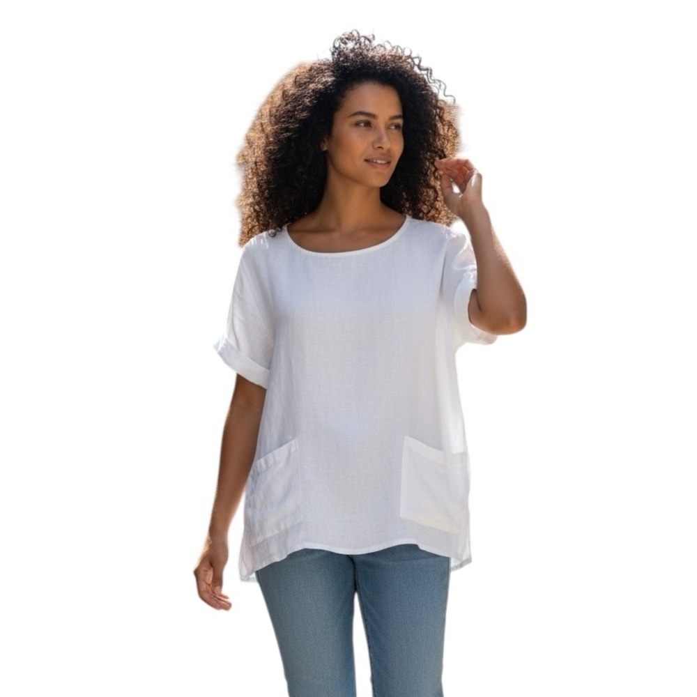🆕 Linen Francesca Bettini short sleeve beachy shirt